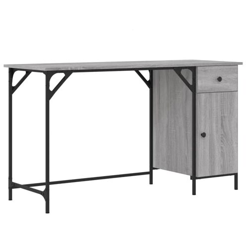 Bureau table poste de travail meuble d'ordinateur informatique étude d'ordinateur sonoma 131 x 48 x 75 cm bois d ingénierie gris Helloshop26 02_0023763