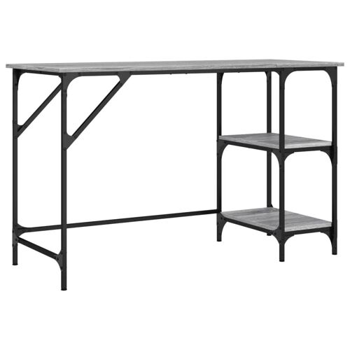 Bureau table poste de travail meuble d'ordinateur informatique étude sonoma 120 x 50 x 75 cm métal et bois d'ingénierie gris Helloshop26 02_0023946