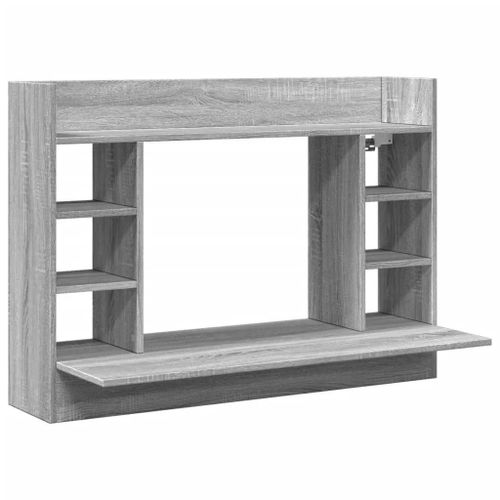 Bureau Table Poste De Travail Meuble D'ordinateur Informatique Étude Mural Sonoma 105 X 48 X 75 Cm Bois D'ingénierie Gris Helloshop26 02_0023881
