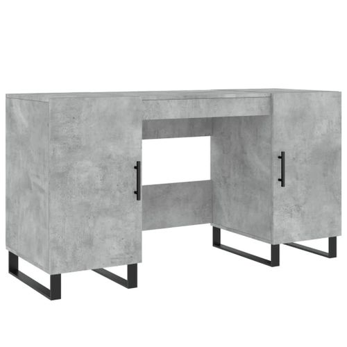 Bureau Table Poste De Travail Meuble D'ordinateur Informatique Étude 140 X 50 X 75 Cm Bois D'ingénierie Gris Helloshop26 02_0023841