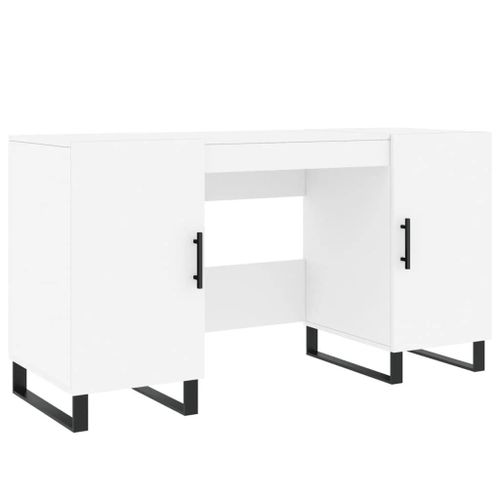 Bureau Table Poste De Travail Meuble D'ordinateur Informatique Étude 140 X 50 X 75 Cm Bois D'ingénierie Blanc Helloshop26 02_0023512