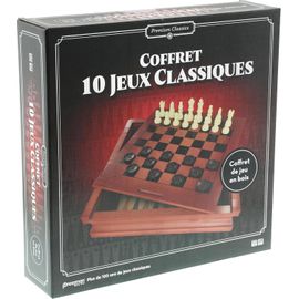 Kalanka-- Mallette Multi Jeux En Bois - 10 Jeux De Société Classiques Famille Pour Enfants Dès 6 Ans - Échecs, Dames, Backgammon, Mikado, Morpion - Plateau Réversible - 2 + Joueurs - En Français