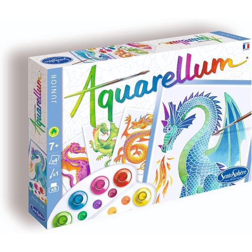 AQUARELLUM JUNIOR-DRAGONS-Kit peinture-Peinture Aquarellable Magique-A partir de 7 ans-fabriqué en France