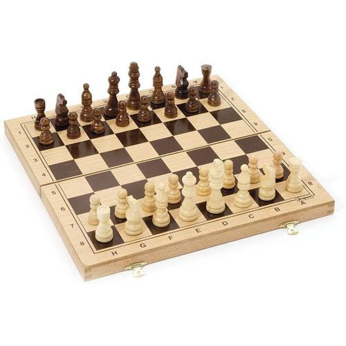 Kalanka-- 8132- Jeux De Société-Jeu D'echecs - Coffret Pliant En Bois, Brun, Crème