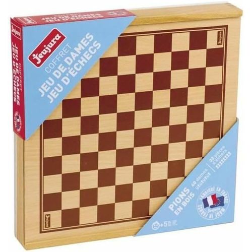 Plateau Pour Jeux De Dames Et D'echecs - Jeux De Société - Pions En Bois - 32 Pour Les Échecs Et 40 Dames - Coffret En Bois - A Partir De 5 Ans - Fabriqué En France - 8133[Z2095]