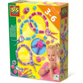JGD-| Coffret Bracelets à Perles Enfant | 3 Lacets + Fermetures Ajustables + Perles C?urs Étoiles + Stickers | Activité Manuelle Créative 3-6 Ans | Sans Colle | CO¿ Neutre | 14047