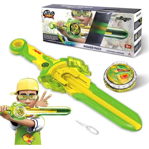 KALANKA-INFINITY NADO Toupie pour Enfants Jouets métalliques garçons, Battle Tops toupie Launcher, Spinning Tops à partir de 5 6 7 8 9 10 11 12 Ans, Power Pack Lightning Leopard