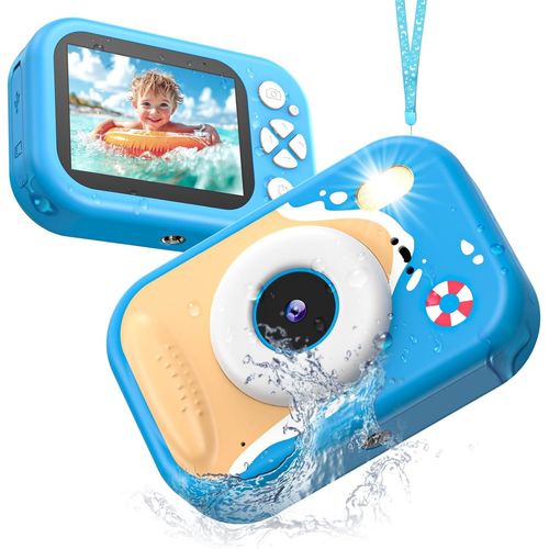 KALANKA-Appareil Photo Enfant Étanche, 48MP 1080P Appareil Photo Numérique Enfant, 32,8 Pieds Caméra sous-Marine avec Écran 2,4 Pouces, LED Flash, Carte TF 32 Go, Cadeau pour Filles Garçons 3-12 Ans,