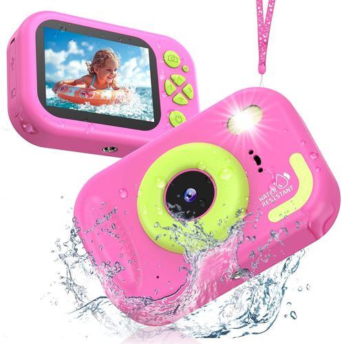 KALANKA-Appareil Photo Enfant Étanche, 48MP 1080P Appareil Photo Numérique Enfant, 32,8 Pieds Caméra sous-Marine avec Écran 2,4 Pouces, LED Flash, Carte TF 32 Go, Cadeau pour Filles Garçons 3-12 Ans,