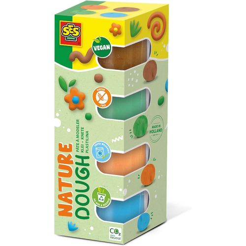 KALANKA-| Pâte à Modeler Feel Good Nature | 4 Pots de 90 g | sans Gluten et Vegan | Ne Sèche Pas | Activité Créative et Ludique | Couleur Naturelle | Dès 1 an | Pots Réutilisables et Refermables
