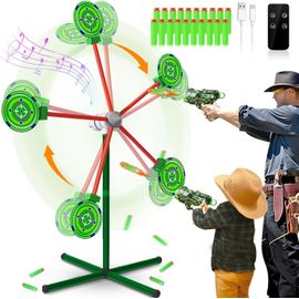 KALANKA-Cible de Tir Rotative Jeux pour Enfants Comprend 2 Pistolets Jouets de Camouflage 20 Mousse Fléchettes Jouets de Jardin D'Extérieur Cadeaux pour Garçons 4 5 6 7 8 9 Ans Cadeaux de Noël