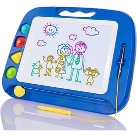 KALANKA-Ardoise Magique Grande - 42 X 33 cm Enfant Tableau de Dessin Magnétique Effaçable, Cadeau Jouet Educatif pour Bambin (Bleu)