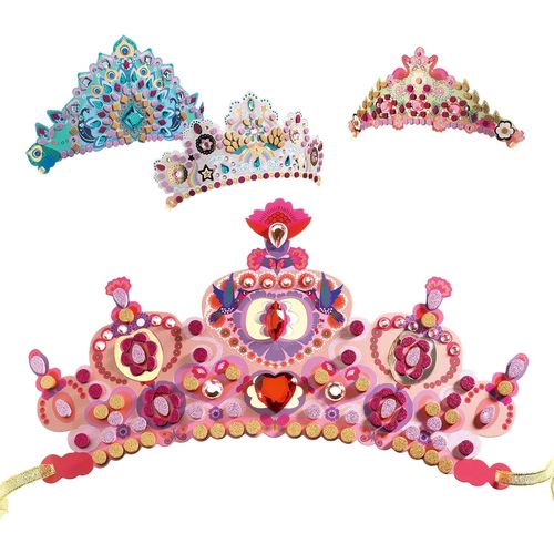 Kalanka-Kit Comme Une Princesse - 4 Diadèmes Mosaïques À Décorer ! Couronnes Diy À Décorer Avec Gommettes Et Stickers Scintillants - Développe La Créativité - 5+ Ans
