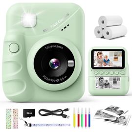 Appareil Photo Instantané Enfant, 3,0 Pouces Écran HD 48MP Appareil Photo Enfants avec Carte 32 Go, 1080P Appareil Photo Cadeau pour Garçons Filles de 3 à 12 Ans (Rosa)