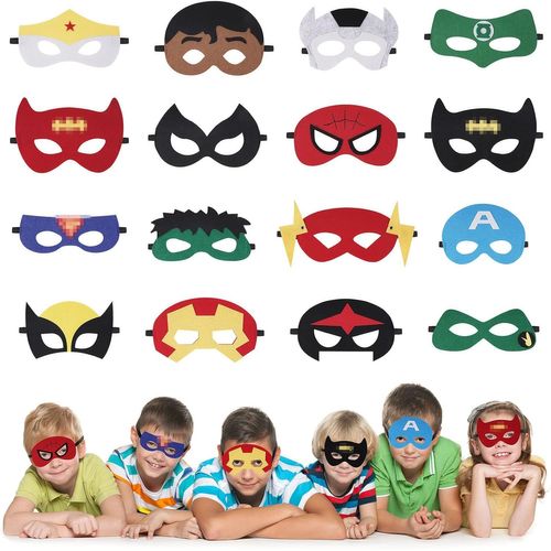 Kalanka-Masque De Super-Héros, 16 Pièces Masques Pour Enfants Dress Up Masque De Super-Héros Cosplay Pour Cosplay, Masques De Super Héros, Convient Pour Les Fêtes D'anniversaire, Halloween