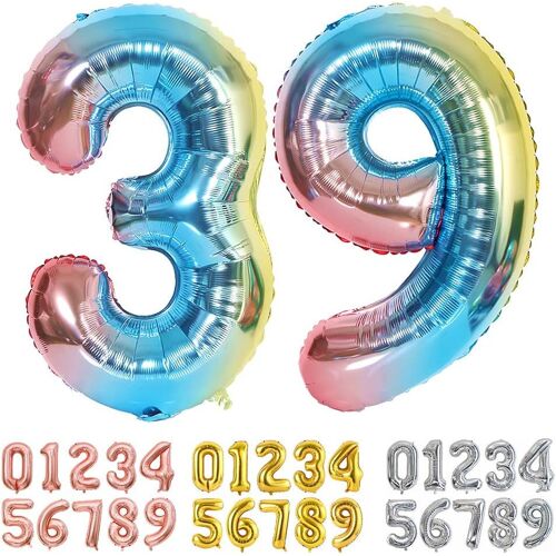 SJZG-Foil Ballons Chiffre 39/93 Dégradé Bleu, Grands Ballon Numéro 0 1 2 3 4 5 7 8 10-19 20-29 30-39 40 50 60 70 80 90 100, Décoration Pour Mariages Party Et Anniversaires Fête
