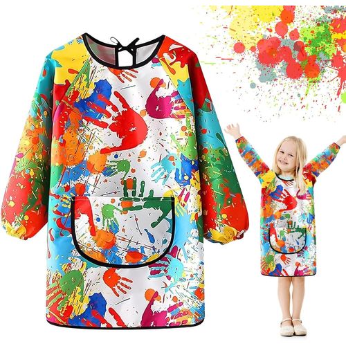 KALANKA-Tablier Peinture Enfant, Blouse Peinture Enfant Imperméable 6-12 Ans, Blouse Peinture En-fant Tablier, Tablier En-fant avec Poches et Manches Longues, Pour L'école Activités, Peinture, Cuisin