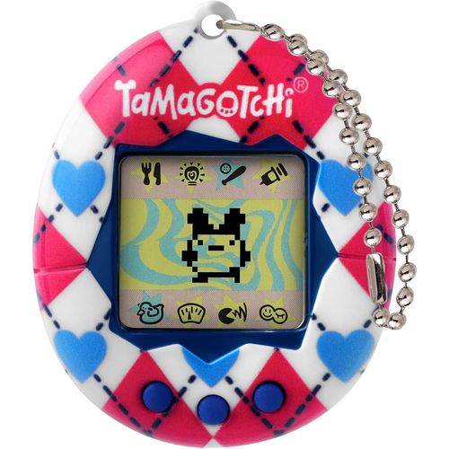 KALANKA-Bandai - Tamagotchi - Tamagotchi original - Argyle Heart - Animal électronique virtuel avec écran couleur - Jouet animal interactif en Français - Motif carreaux coeurs - Jouet Enfant 8 ans et