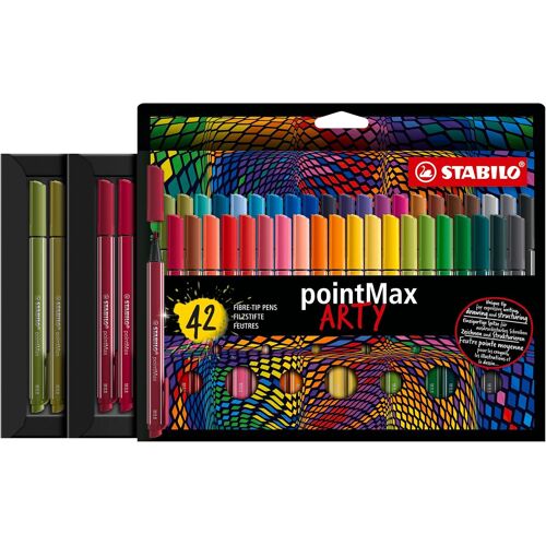 Pointmax Arty - Stylo Feutre - Etui Carton X 42 Feutres Pointe Moyenne - Gamme Arty