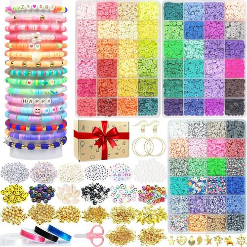 Set Perles Argile 11520 Pieces 72 Couleurs 6mm Kit Creation Bijoux Bracelets Colliers Boucles D Oreilles Pour Enfants Adultes