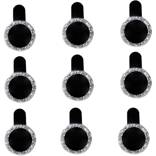 KALANKA-Diamant D'objectif,9 PCS Anneau Metalique Camera Bling Verre Trempé HD Films D'objectif D'appareil Photo Diamant 9H Paillettes HD en Verre Trempé (argent)