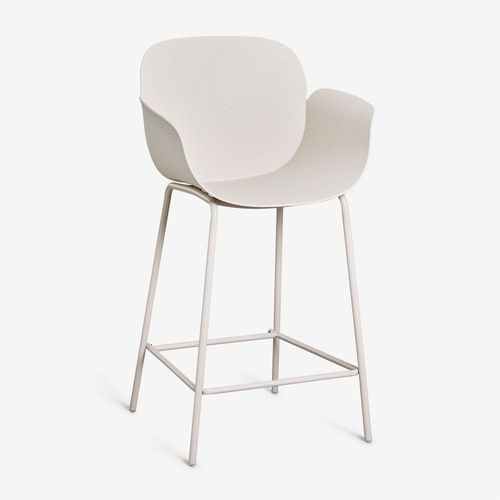 Pack De 2 Tabourets Hauts En Polypropylène Et Fer Lynette Blanc De Pierre ¿65 Cm