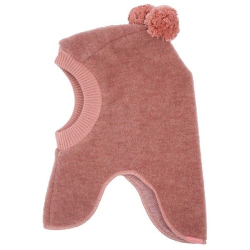Maximo - Kid's Mini Balaclava Wool Fleece + Pompons - Cagoule Taille 51-53 Cm, Rose