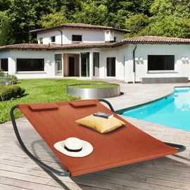 Lit Bain De Soleil 180 Cm Avec Toile Terracotta Et Structure Gris Foncé
