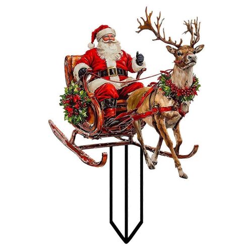 Père Noël chevauchant un traîneau de rennes pour livrer des cadeaux Acrylique Jardin extérieur Imperméable Patio Plug