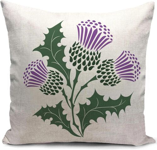 CAUC-Housse de Coussin Thistle Ecosse Fleurs Cadeau Exterieur Salon de Jardin Vert Exterieur Coussin canape 40x40cm Coussins pour canapé Deco scandinave Decoration