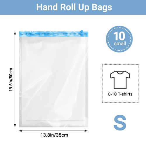 Sac de Rangement Sous Vide,Sacs de Compression pour Voyage,Camping,Cruise Essentials,Bagages,Placard d'Emballage,Sacs d'Évaluation pour Vêtements -10 Pack S