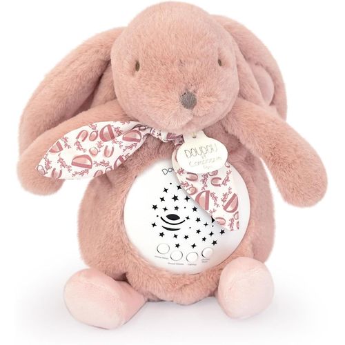 KALANKA-DOUDOU ET COMPAGNIE - Veilleuse Musicale Lapin Rose avec Projection d¿Étoiles ¿ Doudou Peluche avec Mélodies et Lumières Apaisantes ¿ Compagnon Nuit Bébé ¿ Idée Cadeau Naissance - DC4200