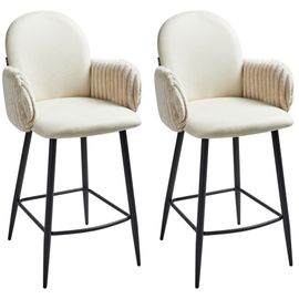 Lot De 2 Chaises De Bar Amity Tissu Beige Clair