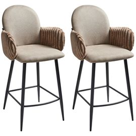 Lot De 2 Chaises De Bar Amity Tissu Taupe