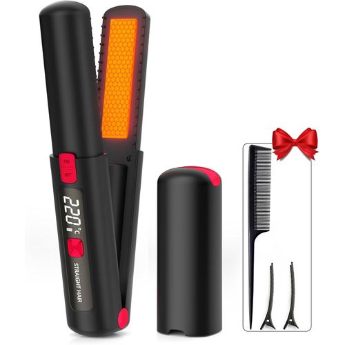 Kalanka-Fer À Lisser Sans Fil, Lisseur Boucleur Cheveux 2 En 1, Portable Mini Lisseur Avec Usb Rechargeable, Température Réglable 160¿-220¿, Chauffage Rapide, Batterie 4500 Mah, Mini Lisseur De Voyag