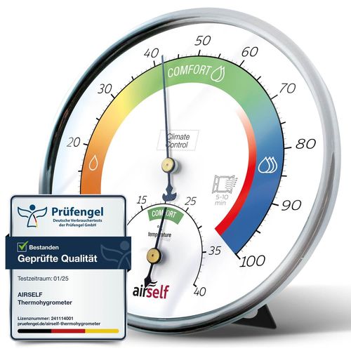 Thermohygromètre analogique pour l'intérieur - thermomètre intérieur et hygrometre Interieur d'ambiance avec Zone de Confort pour Un contrôle Pratique du Climat intérieur