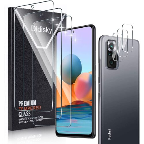 KALANKA-Verre Trempé pour Redmi Note 10 PRO, Contenir Lot de 3 Film Protection écran et Lot de 3 Caméra Arrière Protecteur, Anti Rayures, Dureté 9H, Pas de Bulles, Haute définition
