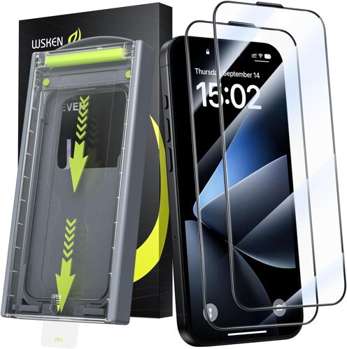 JGD-Lot de 2 films de protection d'écran en verre blindé pour iPhone 15 Pro - Élimination automatique de la poussière - Installation facile - Dureté 9H - Film de protection d'écran Full Screen