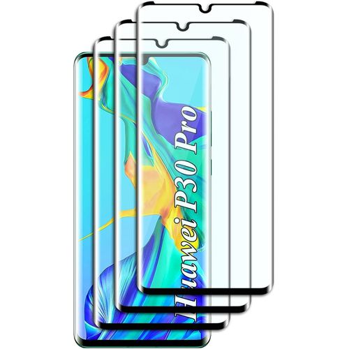 CAUC-3 Pièces Verre Trempé pour Huawei P30 Pro,3D Couverture Complète,Anti-Rayures,9H Dureté,sans Bulles,HD Protection DéCran