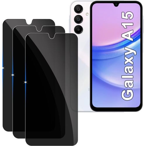 Lot De 3 Verre Trempé Confidentialité Pour Samsung Galaxy A15 - 9h Anti-Rayures, Anti-Empreintes, Anti-Bulles, Haute Sensibilité Compatible Déverrouillage Facial