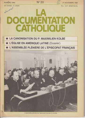 Documentation Catholique  N° 1840 : La Canonisation Du P. Maximilien Kolbe