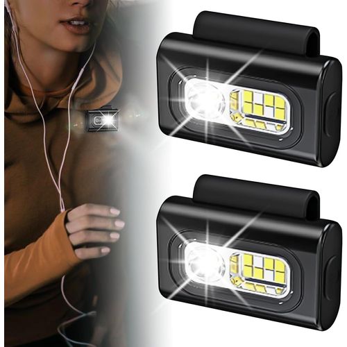 Lampe Frontale Led Rechargeable: 2 Pièces Lampe Frontale Led À Clip Magnétique Avec 6 Modes, 1200 Lumens, Portable Lampe Frontale Rechargeable Avec Lumière Rouge Pour Le Jogging, Camping