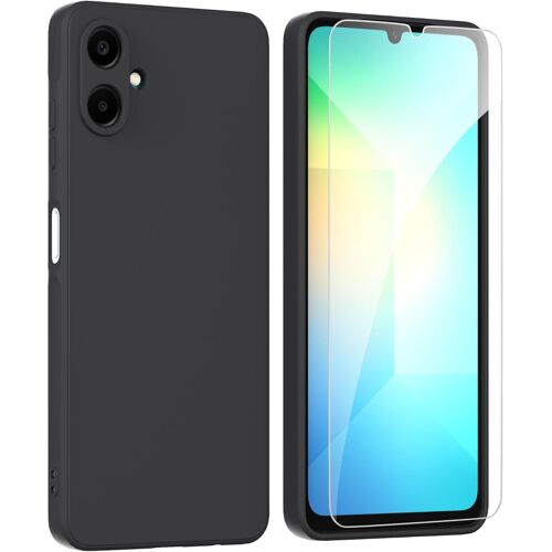 Coque Pour Samsung Galaxy A06 4g (6.7"") + Film Protection Écran En Verre Trempé,Housse Ultra Premium Tpu Silicone Liquide Flexible Pour Samsung Galaxy A06 4g - Noir[Bhm094251]
