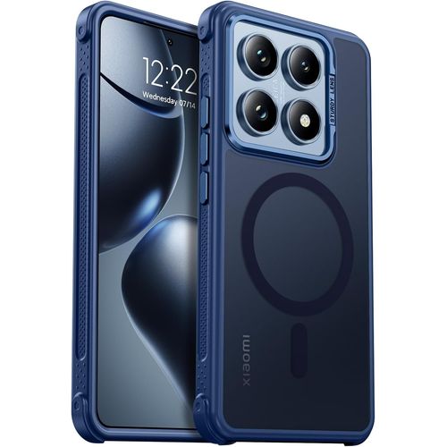Coque Magnétique Compatible Magsafe Pour Xiaomi 14t Pro 5g - Antichoc Mat Translucide Bleu, Aimant Intégré