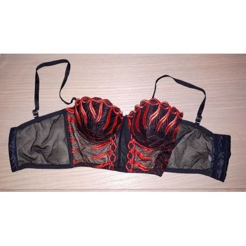 Soutien-Gorge Bustier Noir Et Rouge Taille 85 A