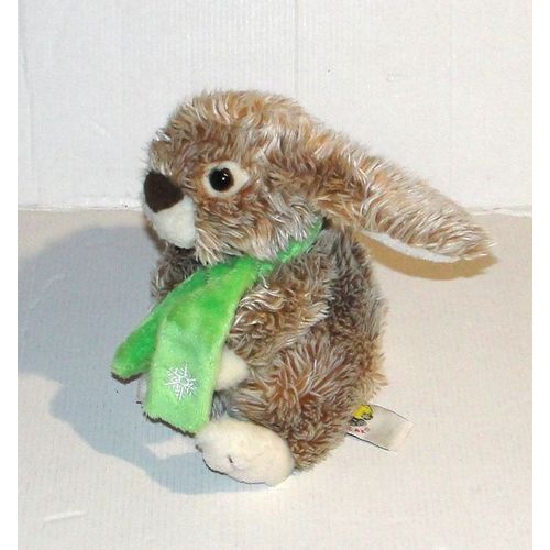 doudou lapin lascar chiné marron peluche lapinou écharpe verte flocon