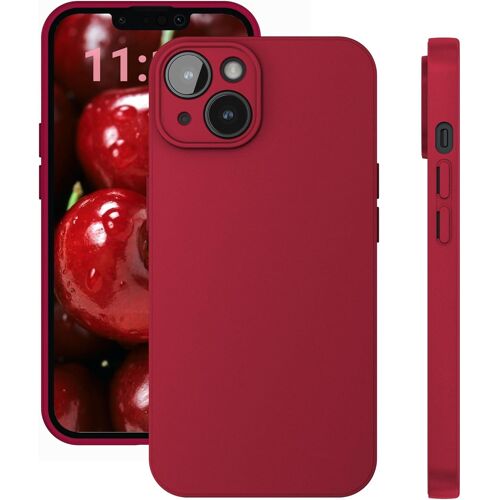 JGD-Coque pour iPhone 14 rouge mat avec protection de caméra - Coque de protection antichoc et anti-rayures pour Apple iPhone 14 Étui mince - Anti-empreintes digitales