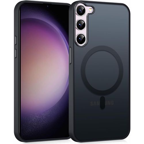 Magnétique Coque Pour Samsung Galaxy S23 5g 6.1"",[Compatible Avec Magsafe] Translucide Mat Arrière Anti-Jaune Étui,Ultra Mince Silicone Tpu + Pc Rigide Antichoc Protection Housse,Noir