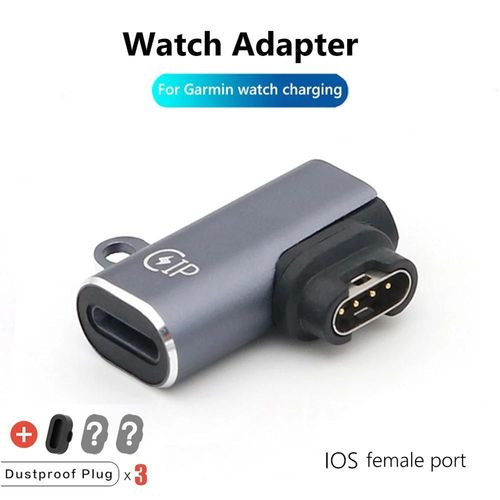 Adaptateur Portable De Chargement De Type C/Micro Usb/Ios,Pour Garmin Fenix 7 7s 7x 6 6s 6x 5 5s 5x Venu 2 2s,Convertisseur De Chargeur De Montre Intelligente.Ios Side Bend.