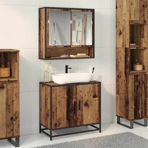 Vidaxl Meuble De Lavabo De Salle De Bain Bois Ancien 65 X 33 X 60 Cm